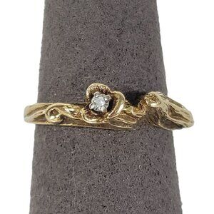 14kt Yellow Gold Botanical Ring w/ Genuine Diamond Accent Size 4.75 Weight 3.06g